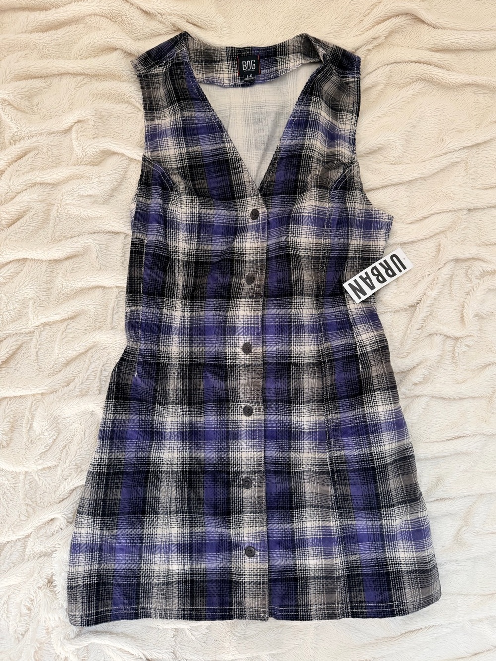 NWT BDG Urban Outfitters plaid corduroy pinafore dress Sz L women’s